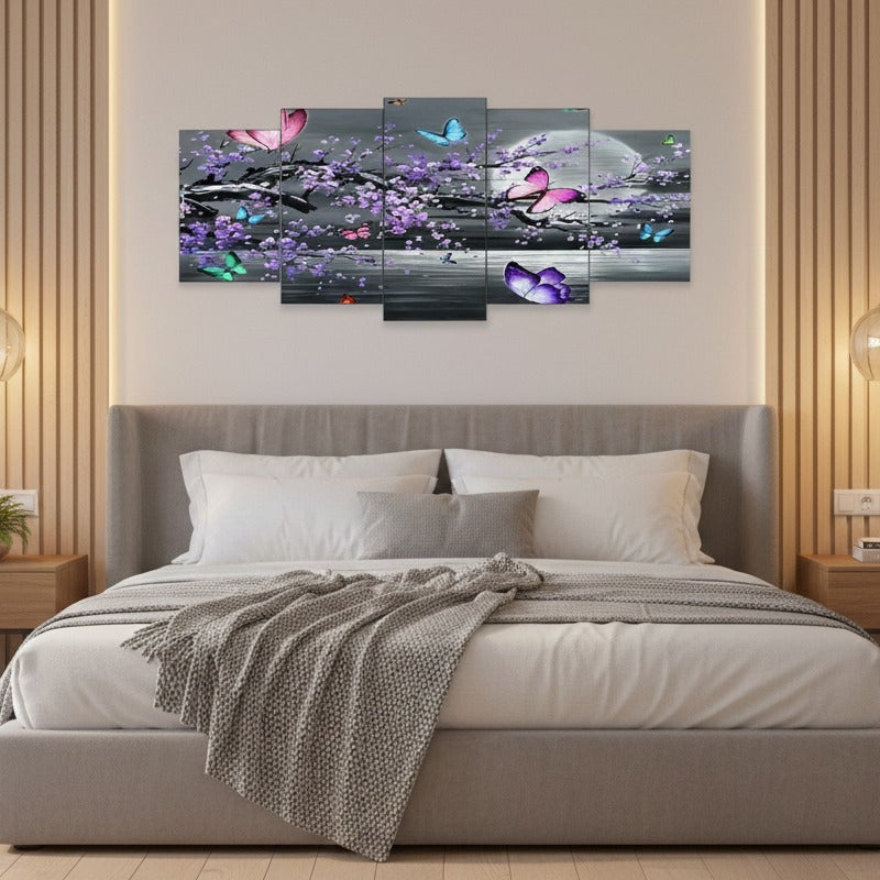 Wooden Sticky Wall Frames Set of 5 – 16x40 Inch Ready Size Decorative Wall Tiles with Adhesive Tape